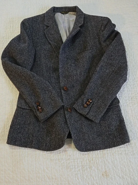 Vintage Union Made Lands End Herringbone Women’s Blazer Jacket Size 12 - Picture 13 of 13